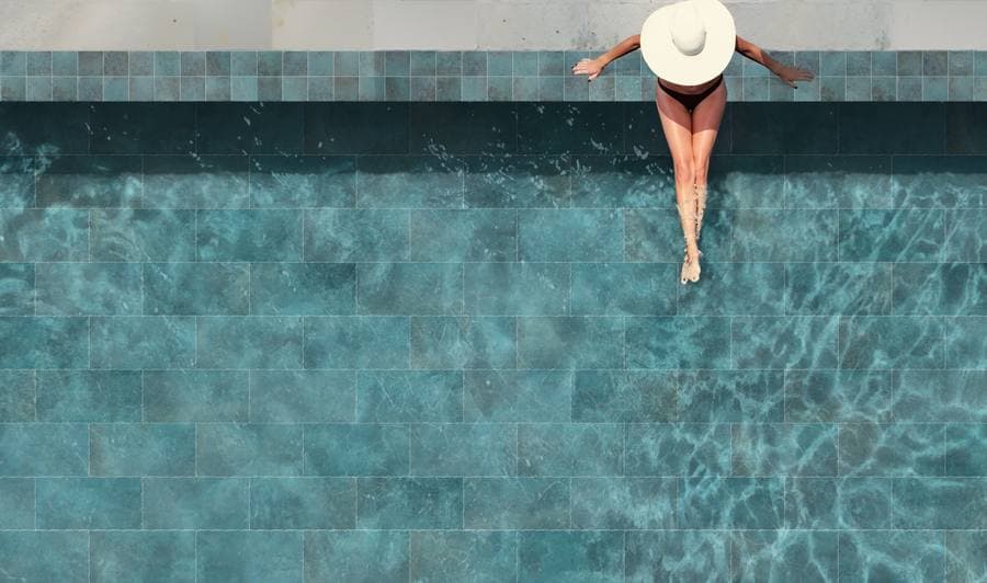Swimming pool tile installation