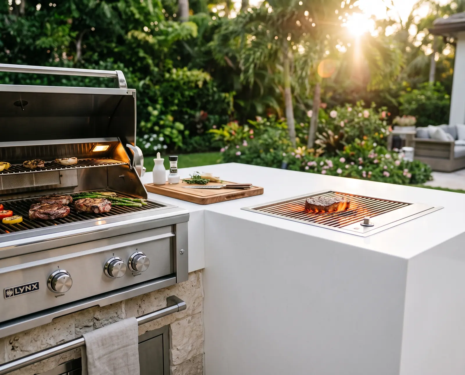 Premium outdoor kitchen and BBQ island with engineered stone worktop