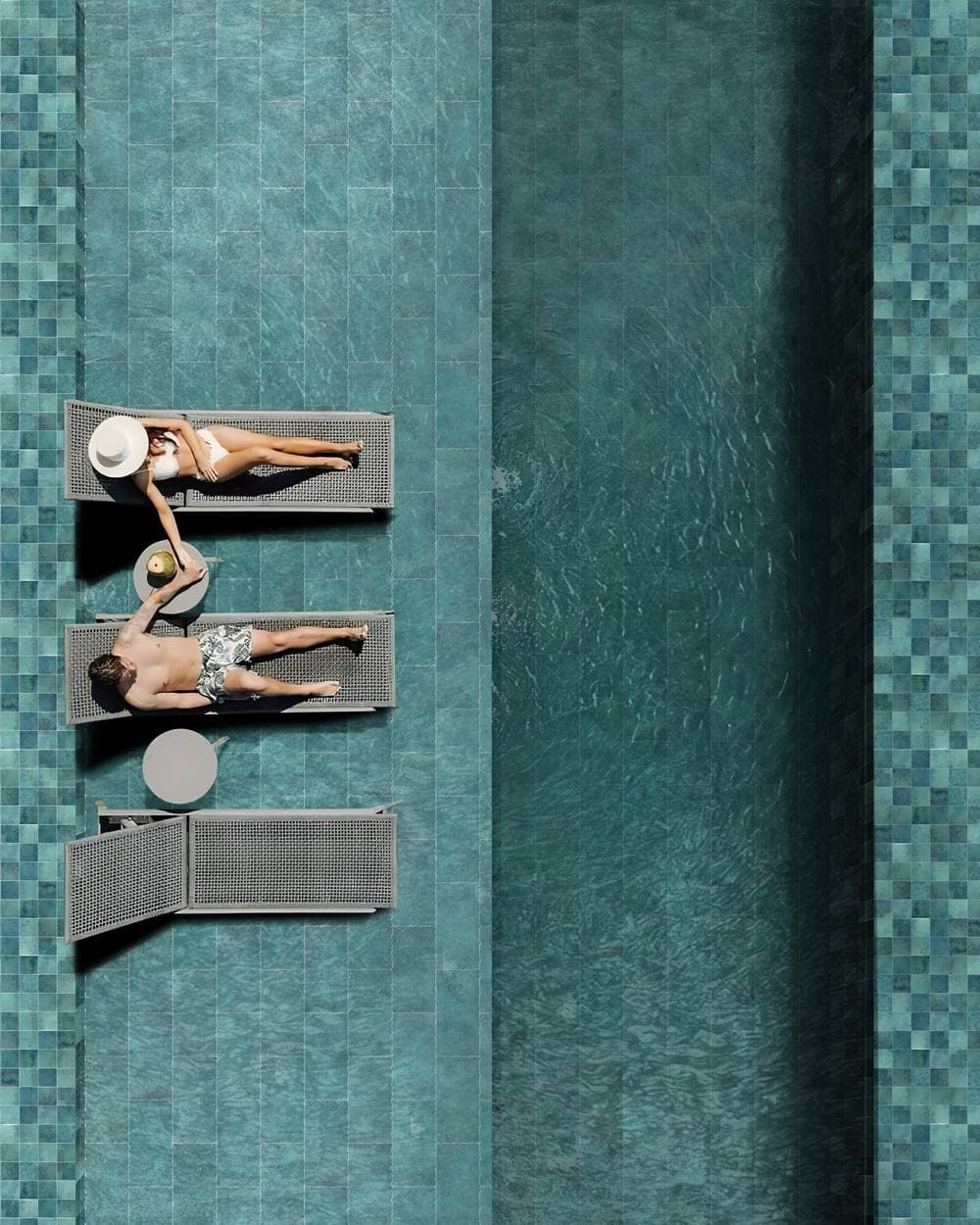 Swimming pool tile installation